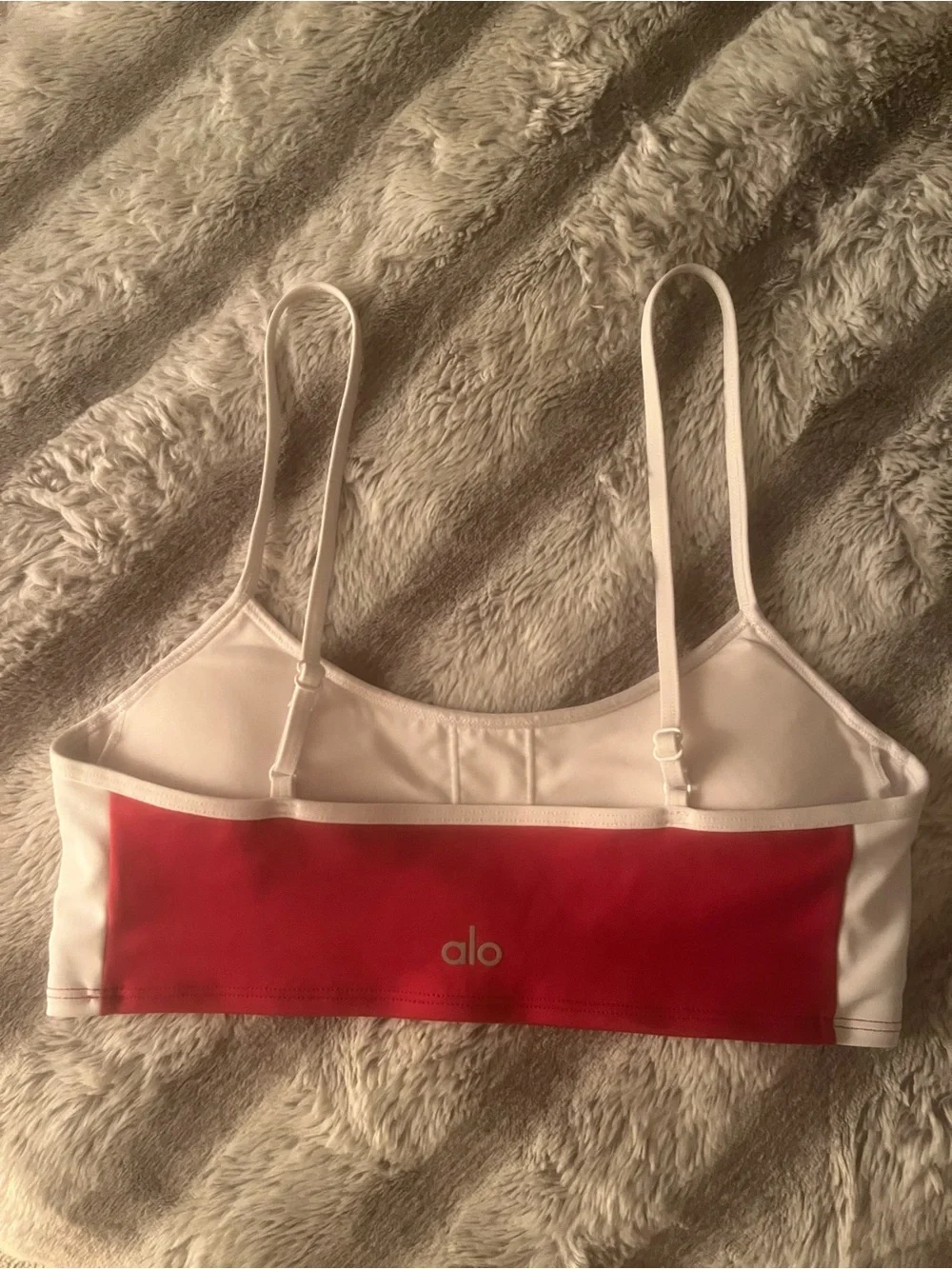 ALO Yoga Black & Red/White Athletic Crop Bralettes set